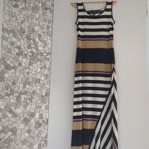 Frank Lyman Dress Women's Size 6 Maxi Sleeveless Stripes Wedding Grad Buisness